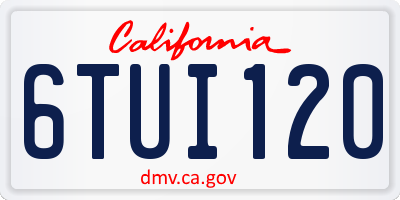 CA license plate 6TUI120
