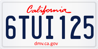 CA license plate 6TUI125