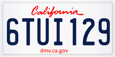 CA license plate 6TUI129
