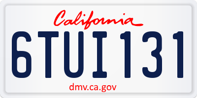 CA license plate 6TUI131