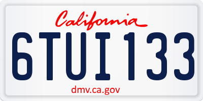 CA license plate 6TUI133