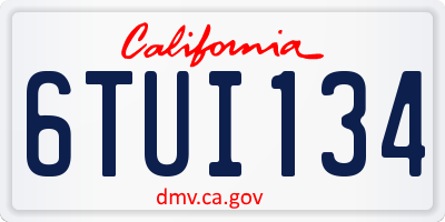 CA license plate 6TUI134