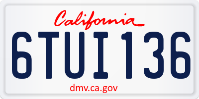 CA license plate 6TUI136