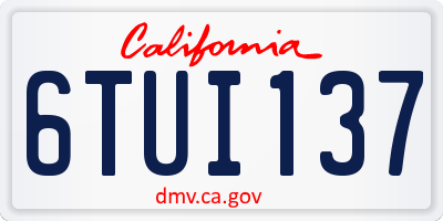 CA license plate 6TUI137
