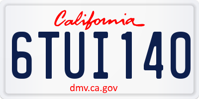 CA license plate 6TUI140