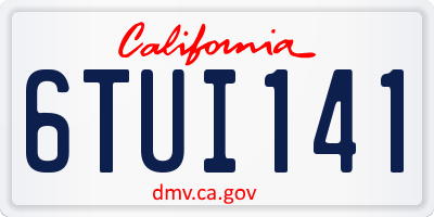 CA license plate 6TUI141