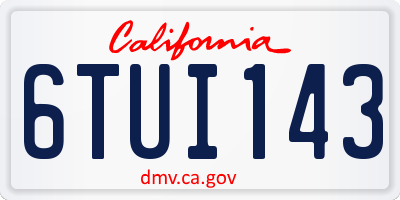 CA license plate 6TUI143
