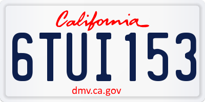 CA license plate 6TUI153