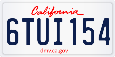 CA license plate 6TUI154