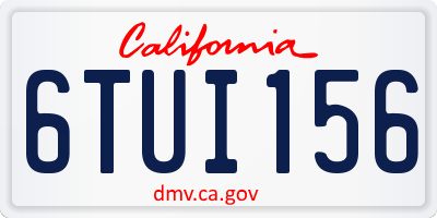 CA license plate 6TUI156