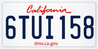 CA license plate 6TUI158