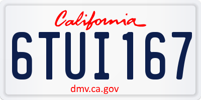 CA license plate 6TUI167