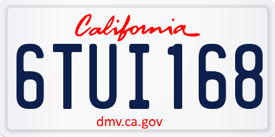CA license plate 6TUI168