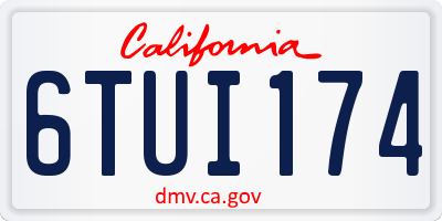 CA license plate 6TUI174
