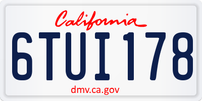 CA license plate 6TUI178