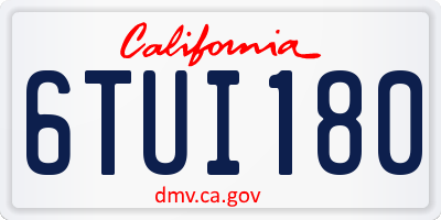 CA license plate 6TUI180