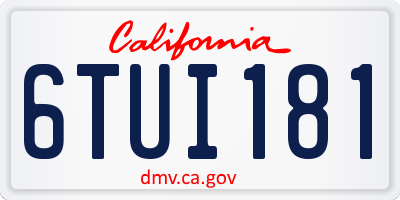 CA license plate 6TUI181