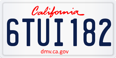 CA license plate 6TUI182