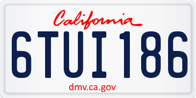 CA license plate 6TUI186