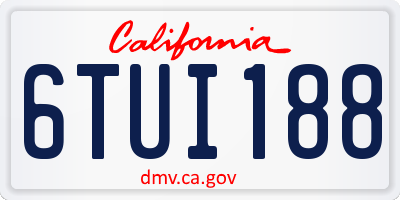 CA license plate 6TUI188