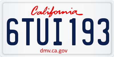 CA license plate 6TUI193
