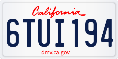CA license plate 6TUI194