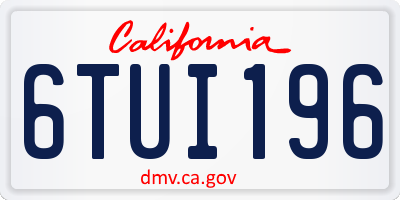 CA license plate 6TUI196