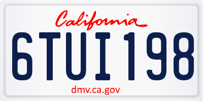 CA license plate 6TUI198