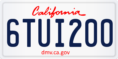 CA license plate 6TUI200