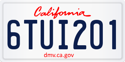 CA license plate 6TUI201
