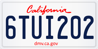 CA license plate 6TUI202