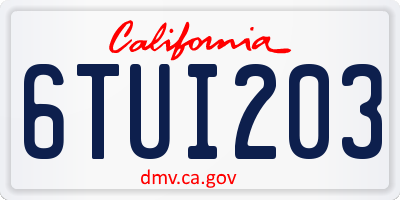 CA license plate 6TUI203
