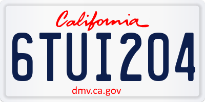CA license plate 6TUI204