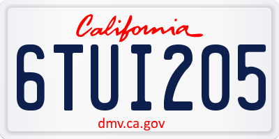 CA license plate 6TUI205