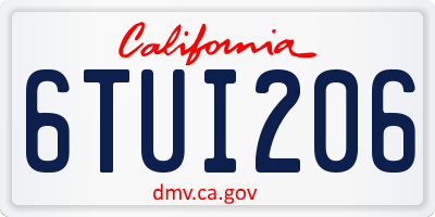 CA license plate 6TUI206