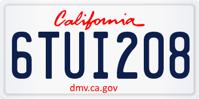 CA license plate 6TUI208