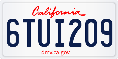 CA license plate 6TUI209
