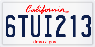 CA license plate 6TUI213