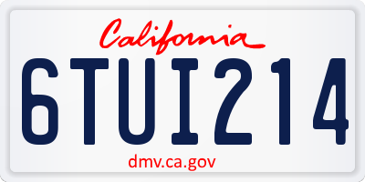 CA license plate 6TUI214