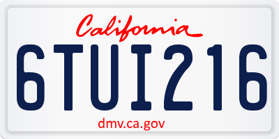 CA license plate 6TUI216