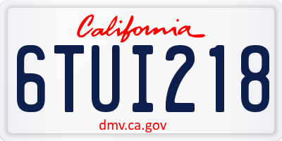 CA license plate 6TUI218