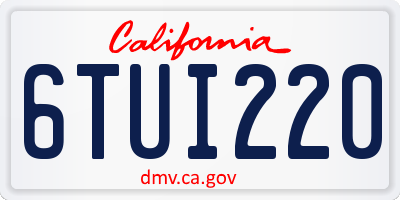 CA license plate 6TUI220
