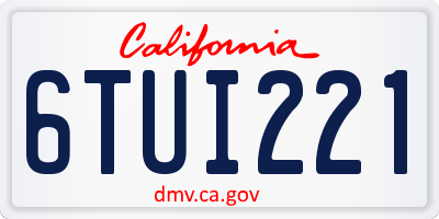 CA license plate 6TUI221