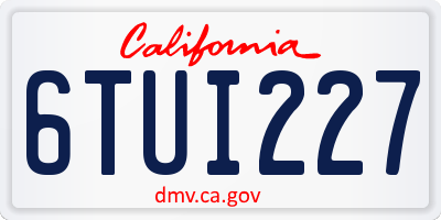 CA license plate 6TUI227