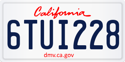 CA license plate 6TUI228