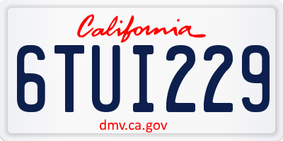 CA license plate 6TUI229