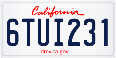 CA license plate 6TUI231