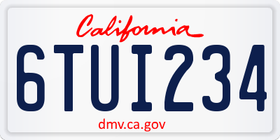 CA license plate 6TUI234