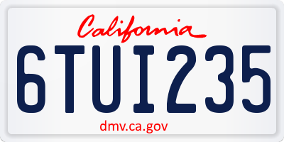 CA license plate 6TUI235