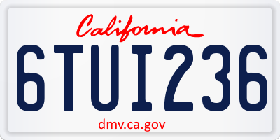 CA license plate 6TUI236